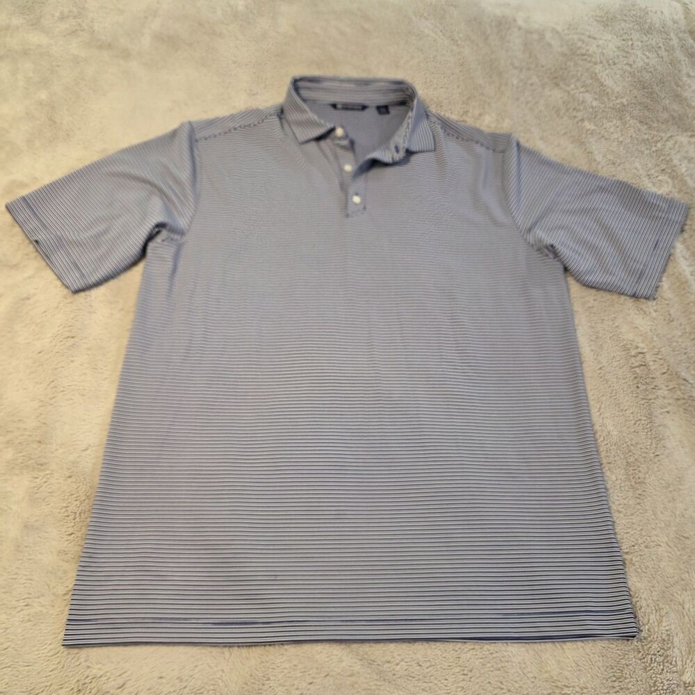 Cutter And Buck Golf Polo Shirt Mens Large Tall LT Blue White Striped Resort